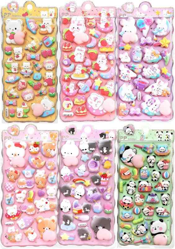 ぷにぷに立体 3D シール 可愛い動物キャラクター セット パステルカラー ご褒美ステッカー 手帳ノートスマホケース水筒アルバム飾り用 DIY 手芸用品 子供女の子向け 景品贈り物 stellarshop-10262019 stellarshop サンプル画像2