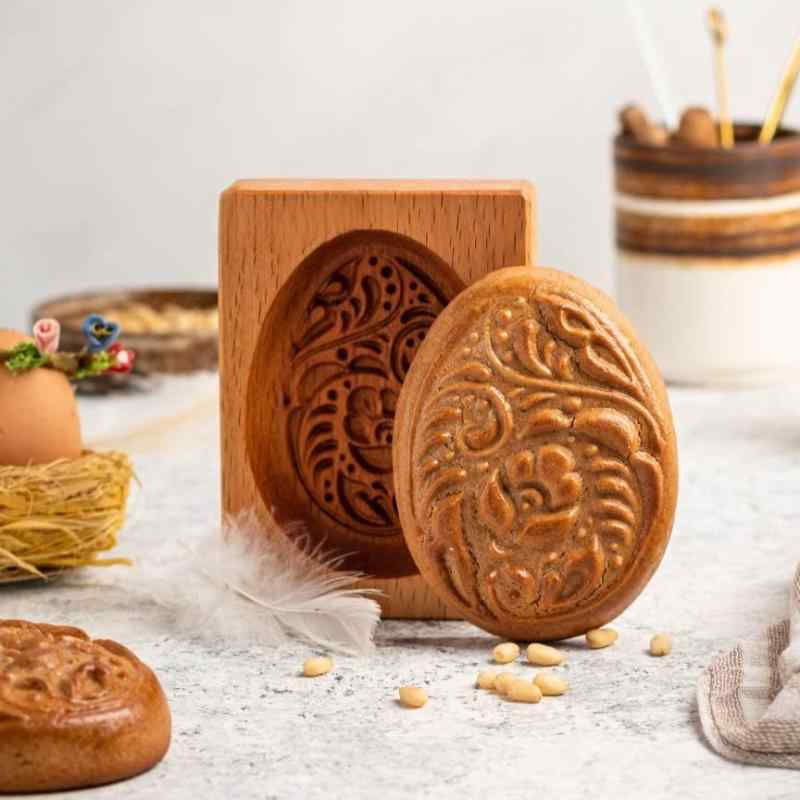 MOTEERLLU 木製Springerle クッキー型 ベーキング用 クリスマス&amp;イースターショートブレッドクッキー型 木製クッキー型 お祝いベーキング用 (イースターエッグ)