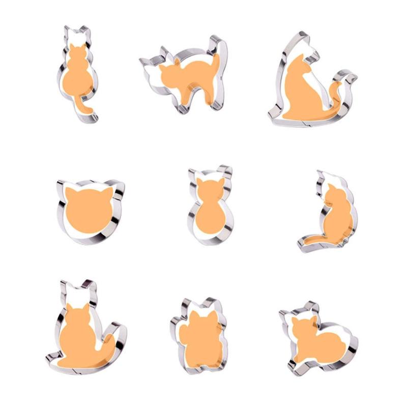 クッキーの型 抜き 猫 9点セット ステンレス おしゃれ かわいい 肉球 ねこ 型抜き クッキー型 猫グッズ 手作り おうちカフェ プレゼント ギフト 焼き印 消しゴムはんこ DIY 道具 ケーキ型 抜