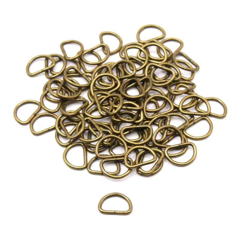JoyWave アンティークゴールド Dカン, 内径10/13/15/20/25/32/38mm, 鉄製 細め 金具 ハンドメイド 手芸 レザークラフト D型 カン バッグ ショルダーベルト