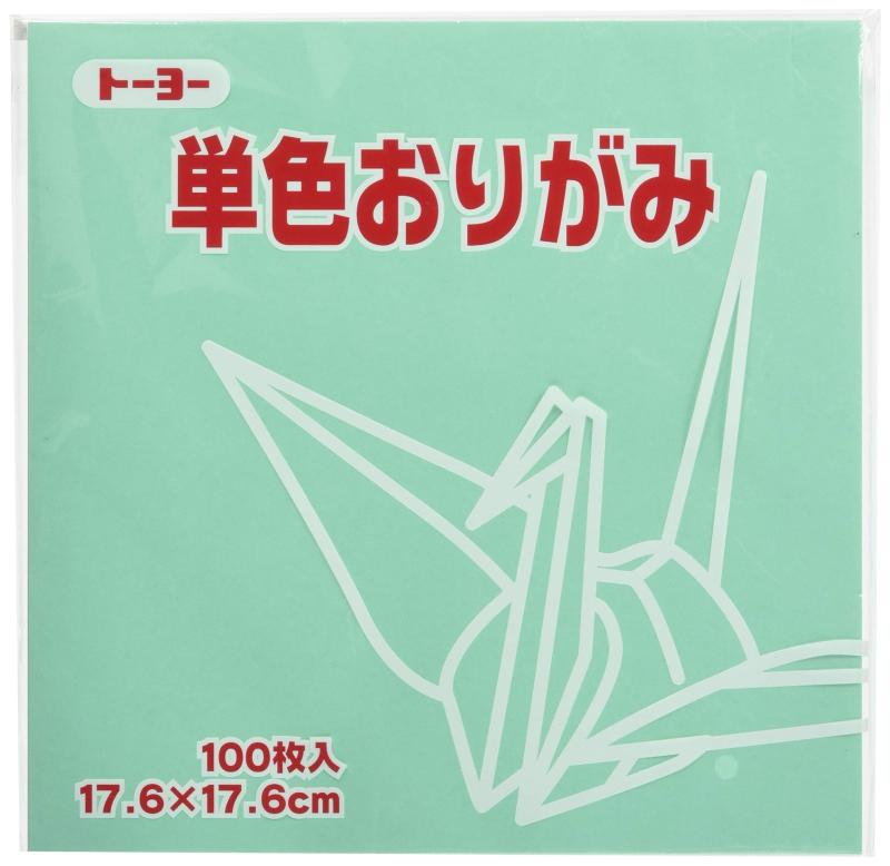 トーヨー 折り紙 片面おりがみ 単色 うすみどり