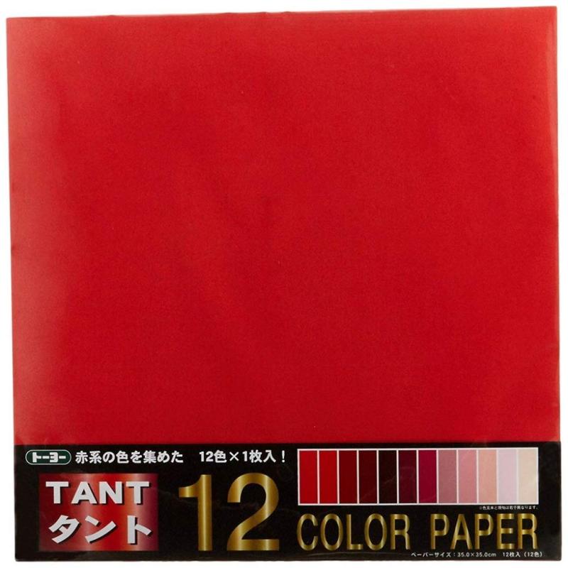トーヨー 折り紙 タントカラーペーパー 35cm角 赤 12枚入 068301