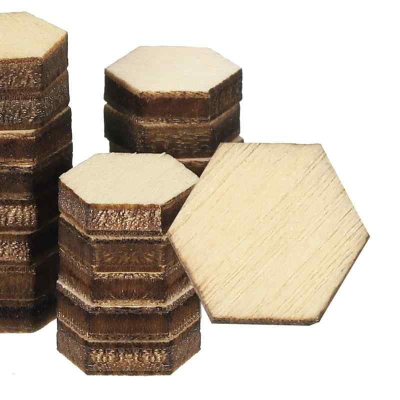 PATIKIL Unfinished Blank Hexagonal Shape Wooden to Paint Natural Wood Pieces Cutouts for Ornaments Christmas Party Wedding DIY