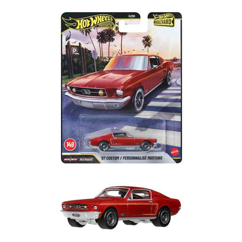 ホットウィール(Hot Wheels) ブールバード '67 カスタム マスタング 乗り物おもちゃ ミニカー 3歳から レッド JHW40