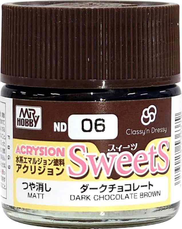 GSI クレオス(GSI Creos) クラッシーアンドドレッシー アクリジョン スイーツカラーシリーズ ダークチョコレート つや消し 10ml ホビー用塗料 ND06