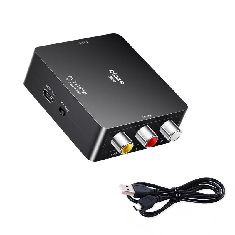 Biaze RCA to HDMI 変換コンバーター AV to HDMI 変換器 3色端子 赤白黄からHDMIへ変換 USB給電 1080P/720P切替 レトロゲーム VHS DVD ビデオデッキ PS1 PS2 PS3 N64 Wii GC TV