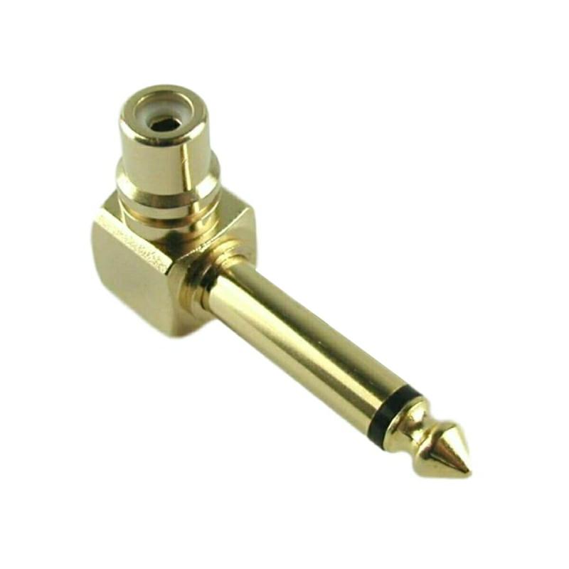 6.3mm 標準プラグ フォーンプラグ フォーンコネクタ フォーン端子 2極 RCAジャック RCAプラグ ゴールド 金メッキ L型 変換アダプター