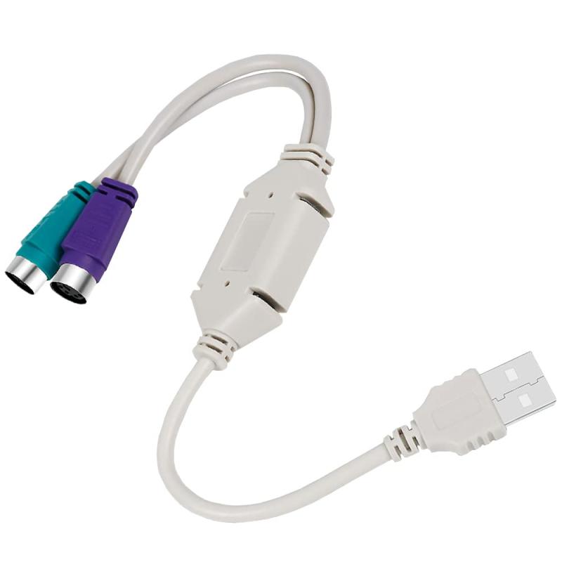 USB to PS/2 マウス&キーボード2分岐変換ケーブル 1セット プラグアンドプレイ PS/2-USB変換アダプタ ポート1個に2台接続 キーボードとマウスの同時使用も可能です 長さ20cm 携帯に便利 キーボ
