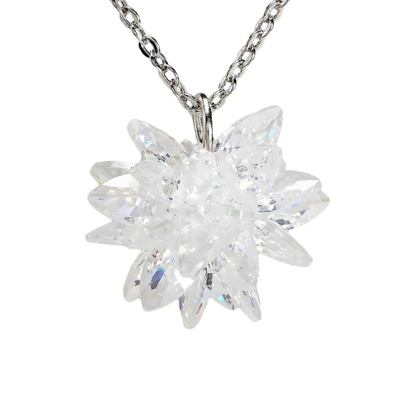 [Miaomyao] ネックレス レディース 雪の結晶 シルバー アクセサリー ジルコニア プレゼント ポーチ セット
