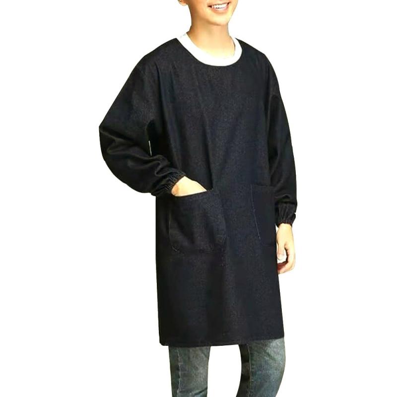 [Hedbroli] ロング丈 かっぽう着メンズ 割烹着 男性用 作業用 エプロン ワークエプロン ソフト デニム 大きいサイズ 作業着 作務衣 おしゃれ 父の日 プレゼント