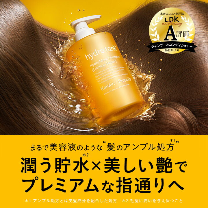 【公式】ハイドロタンク ダメージリペア ハイドロモイスト シャンプー・ヘアートリートメント 1dayトライアル hydrotank Hydro Moist Shampoo Hydro Moist Treatment 各12mL [5点セット]