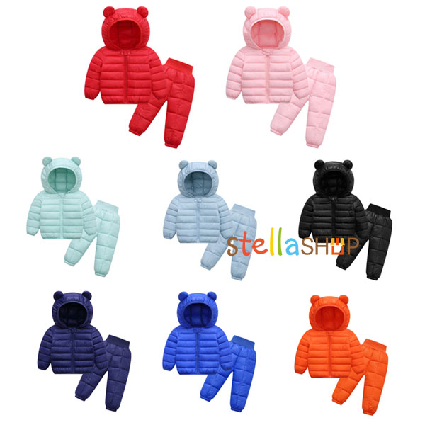 韓国子供服 ベビー服 冬服 セットアップ 男の子 女の子 中綿コート+中綿パンツ 2点セット ユニセックス 上下セット 防寒 防風 通園着 キッズ フード付き ...