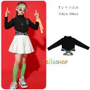 女の子 ダンス衣装 へそ出し Tシャツ チアリーダー 応援団 キッズ へそ出し トップス 110 120 130 140 150 160 170 180ダンスウェア hiphop K-pop 舞台 団体服 演出服 女の子 長袖 Tシャツ セクシー ステージ衣装 Tシャツ jazz 原宿系 小学生、中学生 ブラック Tシャツ