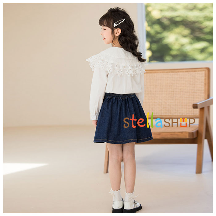韓国子供服 女の子 デニムスカート キッズ ボトムス スカート デニム ダークブルー おしゃれ 新品 結婚式 発表会 女の子 デニムスカート ミニ丈 ショート丈 春着 夏着 秋着 通学着 ファッション 誕生日 プレゼント 子ども服 スカート 120cm 130cm 140cm 150cm 160cm 170cm