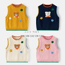 子供服 ニット ベスト ページュ ネイビー イエロー ピンク ユニセックス 丸首 ベスト セーター 男の子 女の子 ベスト セーター かわいい クマ柄 星柄 ベ...