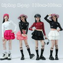 キッズ かわいい ダンス衣装 女の子 おしゃれ セットアップ へそ出し トップス 蝶柄 Tシャツ ティアードスカート 黒 白 赤 粉 バラ 舞台 団体服 演出服 キッズ ダンスウェア hiphop K-pop 長袖 ステージ衣装 jazz 原宿系 運動会 応援団 110 120 130 140 150 160 170 180