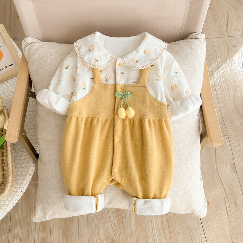 ロンパース 女の子 男の子 ベビー服 春 イチゴ柄秋綿 長袖肌着 カバーオール 新生児 キッズ 赤ちゃん おしゃれ 可愛い 子供服 幼児 ルームウェア 部屋着 初節句 誕生日 出産お祝い プレゼント 内祝い 入園 保育園 ベビー用品 出産準備 記念日 66cm 73cm 80cm 90cm 2