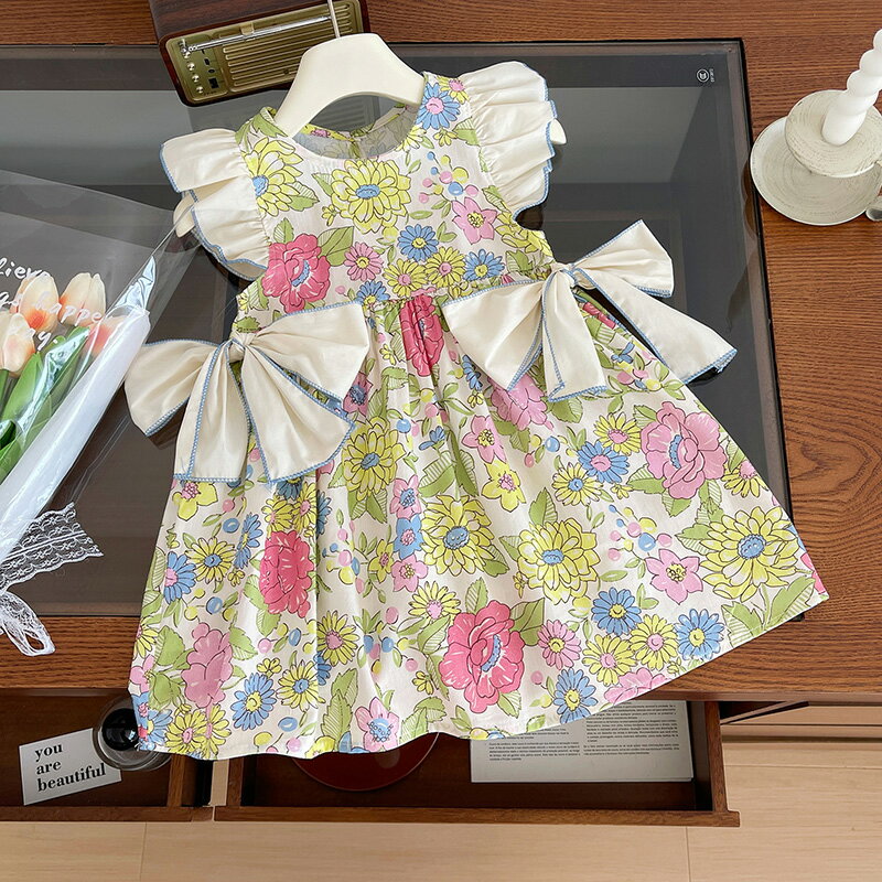 ワンピース キッズ 子供服 女の子 夏服 薄手花柄 ベビー服 ロングワンピース 綿 韓国子ども服 ジュニア..