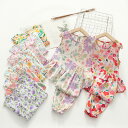 ルームウェア 上下セット 夏 ベビー服 袖なし九分丈女の子花柄 セットアップ キッズ 子供服 パジャマ 部屋着 トップス ショートパンツ 赤ちゃん ジュニア お...