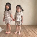 セットアップ キッズ 兄妹 双子子供服 ジャージボーダー ドット柄上下セット ジュニア ベビー服 女の子 男の子 tシャツ 綿 半袖 ショートパンツ おしゃれ ...