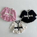 子供服 女の子 セットアップ 春秋冬 韓国子供服 スカートセット アウター 蝶結び コート ジャケット スカート チェック柄 100センチお姫様 トップス ボト...