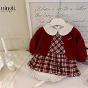 セットアップ キッズ ベビー服 女の子 カーディガン スカート レッド 子供服 上下セット トップス 長袖 ニット セーター カットソー ジュニア 赤ちゃん おしゃれ 可愛い 90cm 100cm 110cm 120cm 130cm 春服 秋物 入学 入園 誕生日 プレゼント 幼稚園 小学生 お出かけ