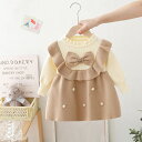 ベビー服 ロンパース セーターワンピース フェイクレイヤード 長袖 蝶結び 女の子 カバーオール キッズ 新生児 赤ちゃん 子供服 春秋冬 おしゃれ 可愛い 8...