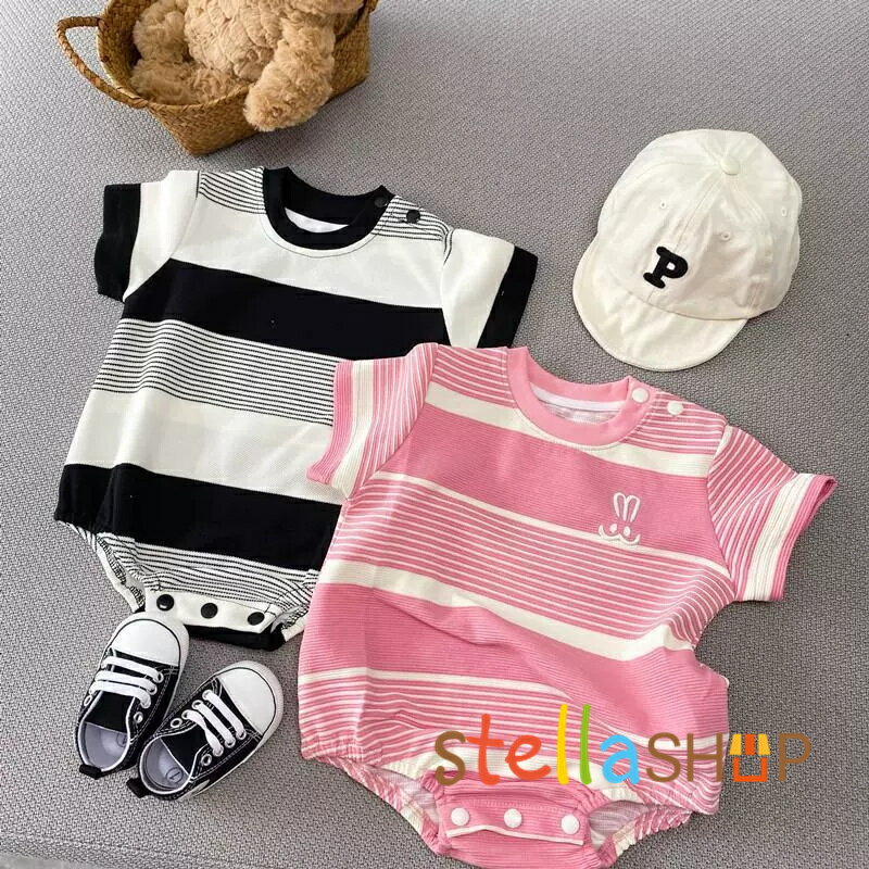 ベビー服 ロンパース 夏服 ボーダーロンパース 女の子 男の子 シンプル 子供服 カバーオール 子供服 新..