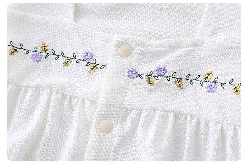 2024 ベビー服 ノースリーブ 赤ちゃん 女の子 ホワイト ロンパース 半袖 夏服 カバーオール ベビー用品 出産準備 かわいい 刺繍 春 夏 66cm 73cm 80cm 90cm