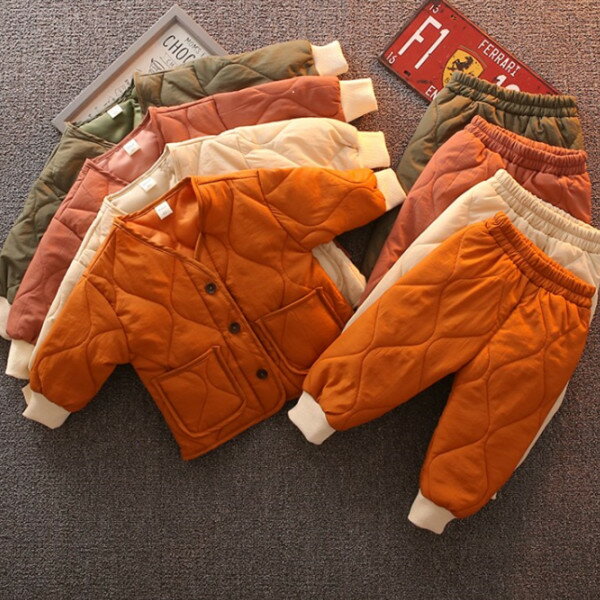 韓国子供服 セットアップ 秋冬 ルームウェア キッズ パジャマ ノーカット 中綿パンツ 子供服 男の子 女の子 中綿コート+ パンツ 部屋着 ベビー服 上下セッ...