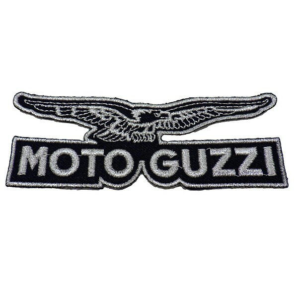 MOTO GUZZI イーグル SILVER/BLACK ワッペン パッチ モトグッチ 100mm×38mm