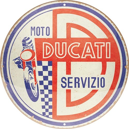 DUCATI メタルサインプレート Moto Servizio round 35cm ドゥカティ