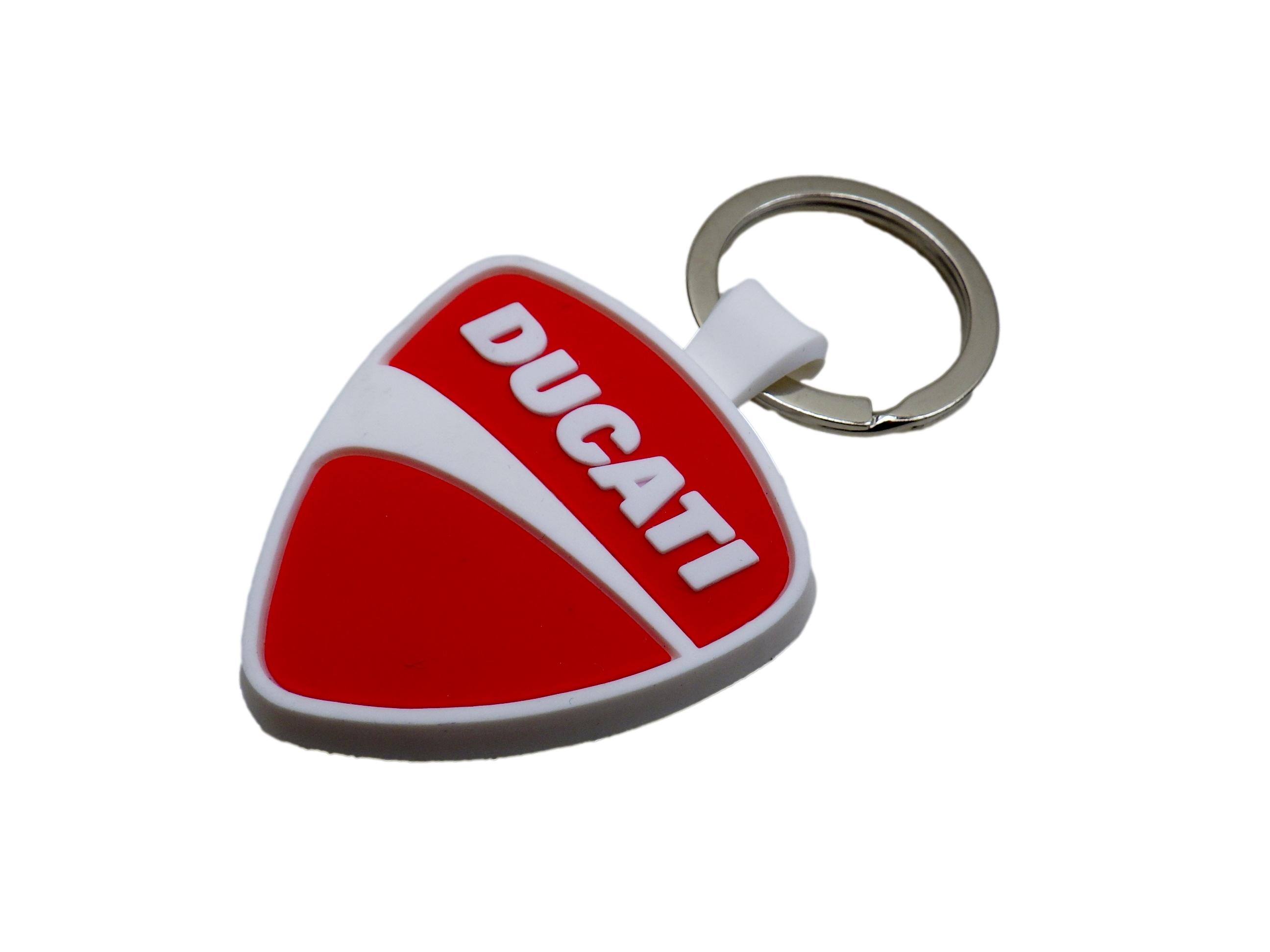 DUCATI RED/WHITE キーホルダー 44mm×42mm ドゥカティ