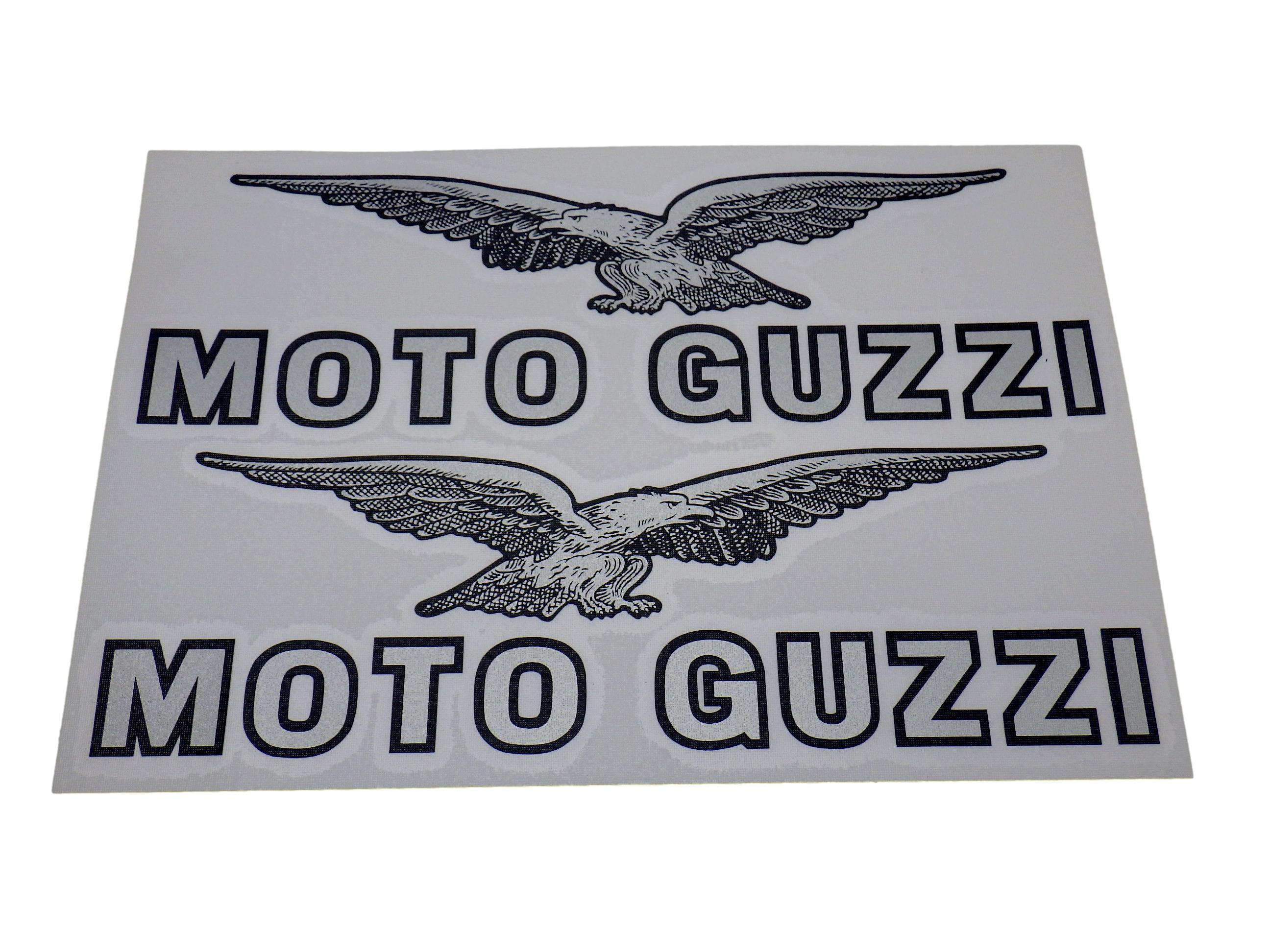 モトグッチ イーグル SILVER/BLACK 2ピース タンクステッカー左右 デカール MOTO GUZZI EAGLE
