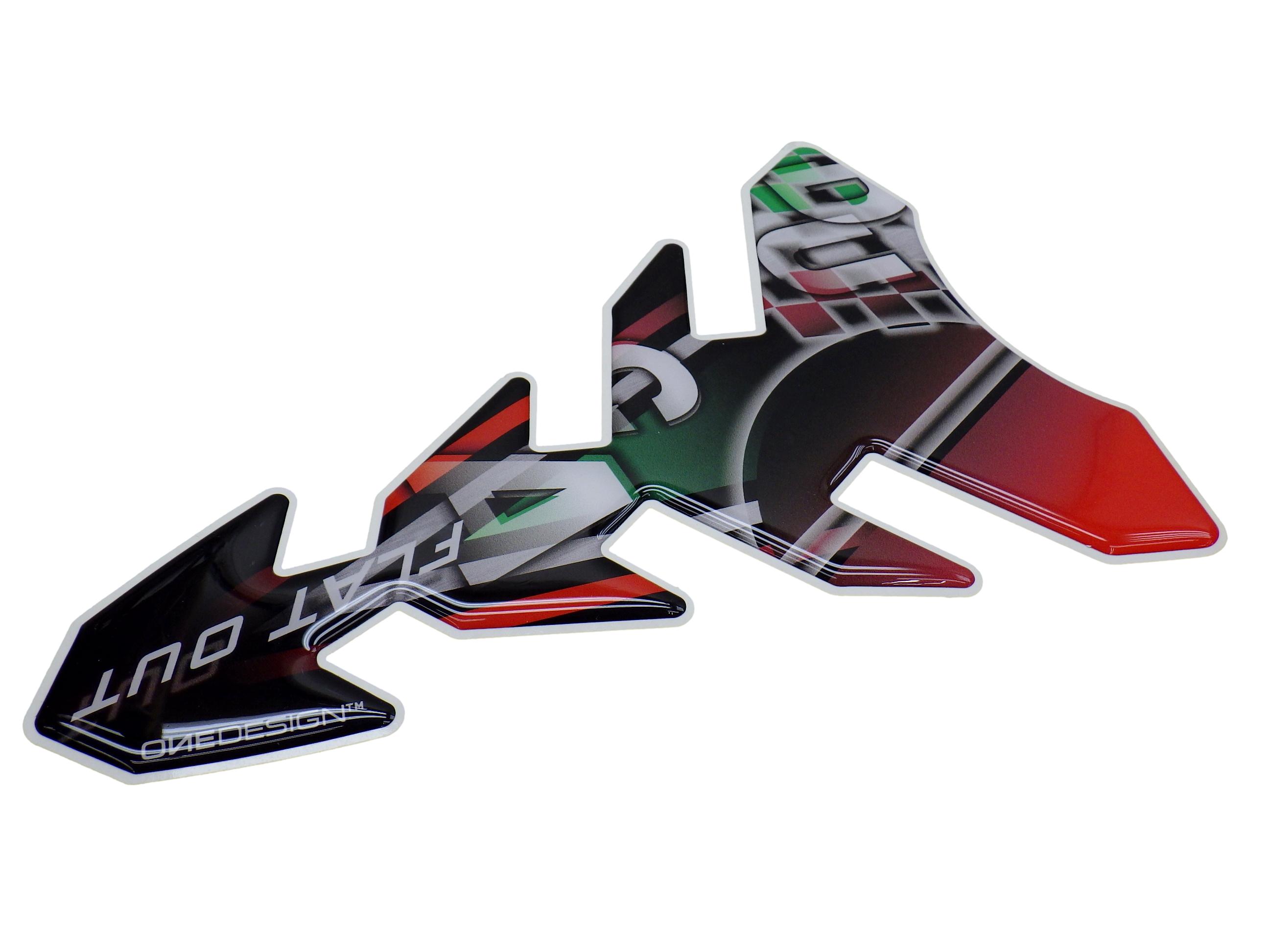 ONEDESIGN DUCATI FLATOUT タンクパッド トリコロール 221mm×144mm