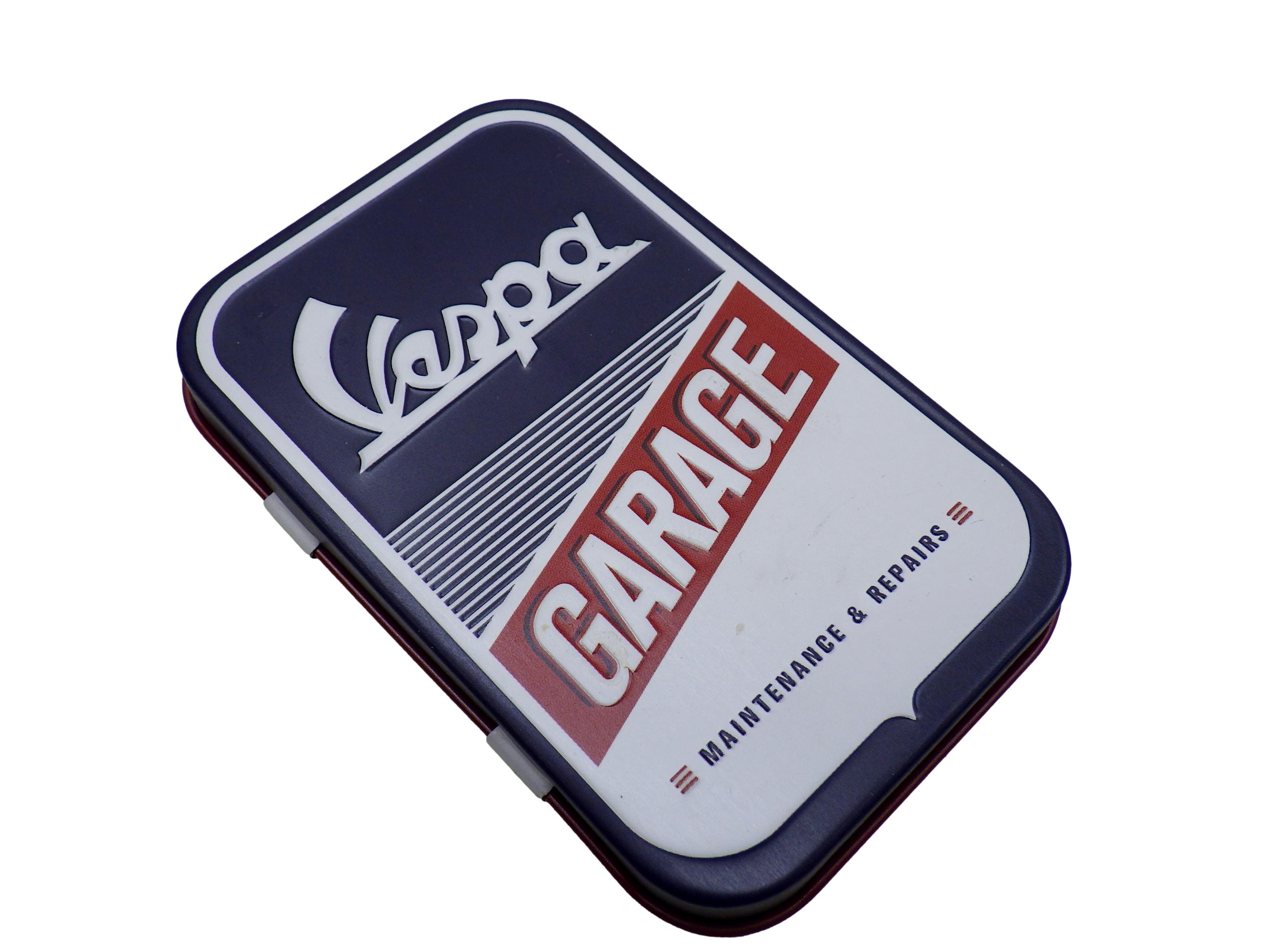 Vespa GARAGE ブリキ缶 小物入れ レトロ ガレージ雑貨 ヴィンテージ インテリア ベスパ