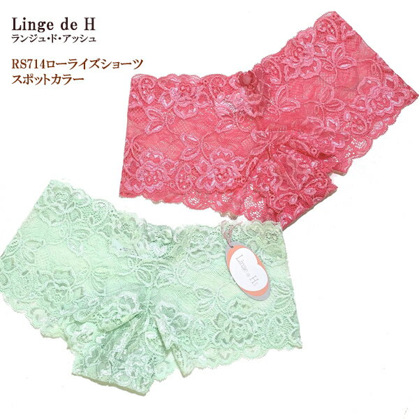 "EVAシリーズ"　総レースローライズショーツ 総レース ヒップハングショーツ 【スポットカラー】Linge de H ランジュドアッシュ RS714