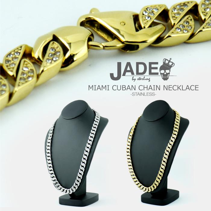 【送料無料】JADE ジェイド MIAMI CUBAN CHAIN NECKLACE マイアミキューバンチェーンネックレス メンズジュエリー アクセサリー ネックレス 2020新作 ステンレス/ゴールドコーティング/ジルコニア/喜平 ゴールド/シルバー F/フリーサイズ JADE011