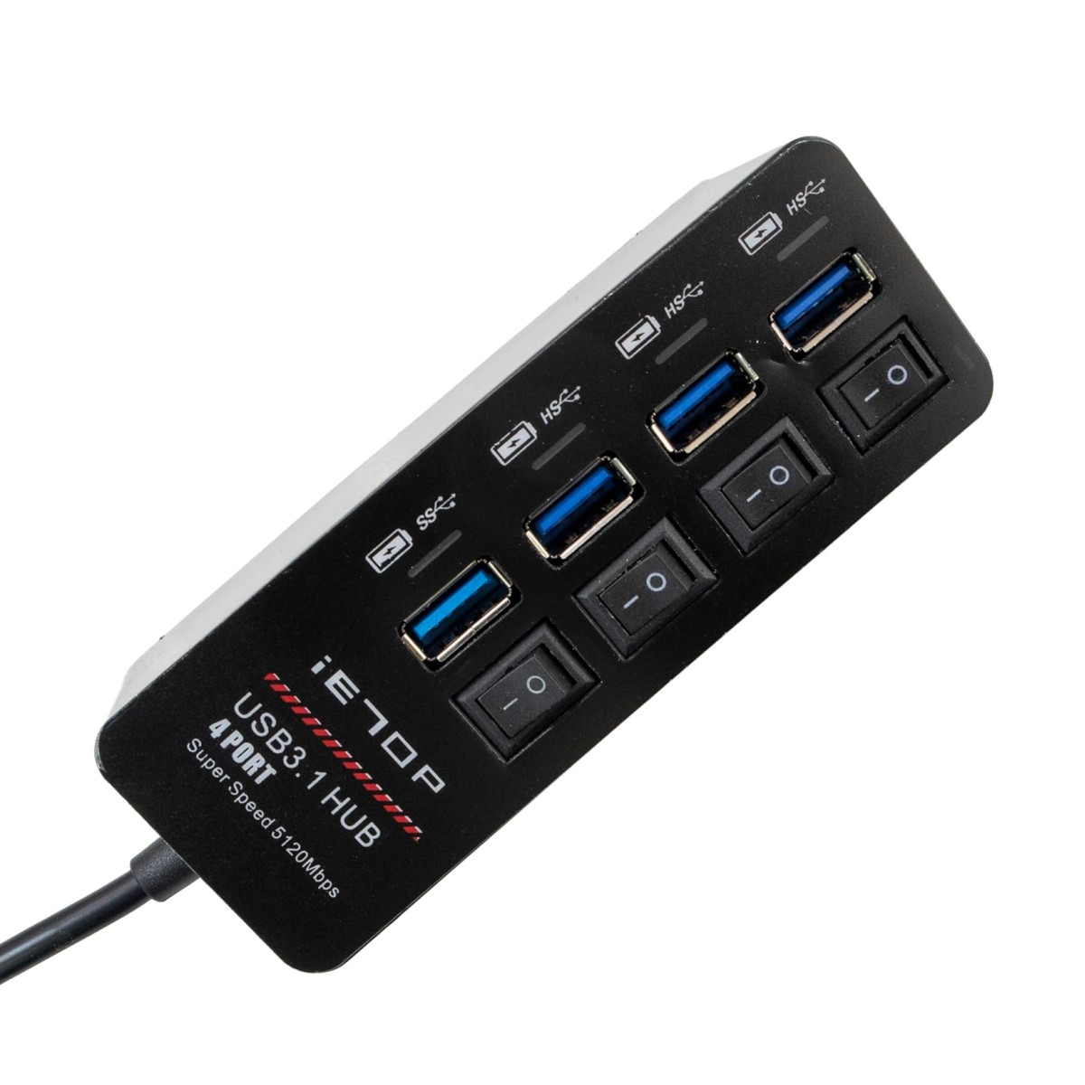 乐天商城 - USB 3.1 ON/OFF スイッチ付き 4ポート USBハブ ブラック 20cm ケーブル 高速転送 入力 TypeA 出力 TypeA×4 SE-U32-25A