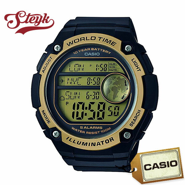 CASIO AE-3000W-9A カシオ 腕時計 アナログ STANDARD スタンダード メンズ ブラック ゴールド カジュアル