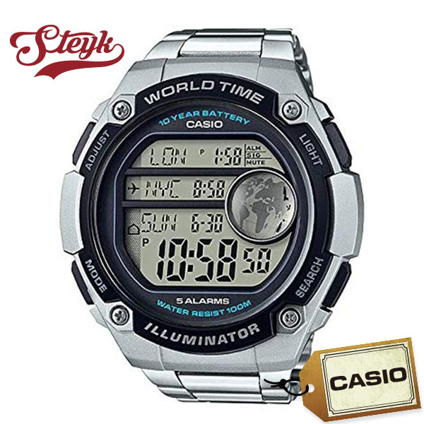 CASIO AE-3000WD-1A カシオ 腕時計 デジタル STANDARD　スタンダード メンズ シルバー　ブラック　ブルー カジュアル