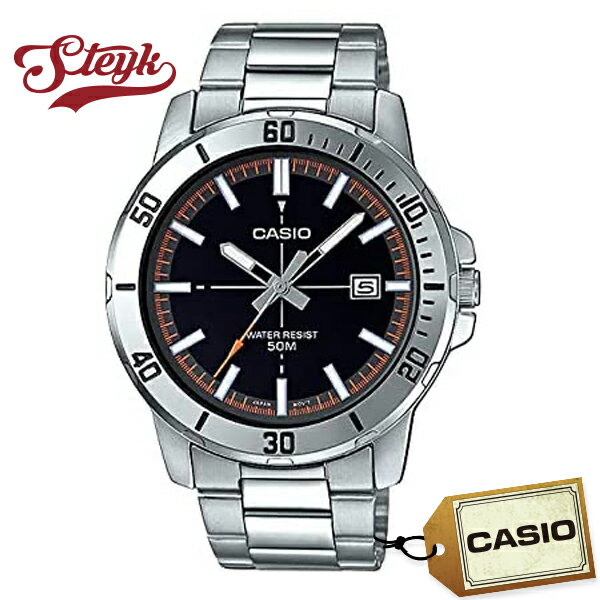 CASIO MTP-VD01D-1E2 カシオ 腕時計 アナログ スタンダード メンズ ブラック オレンジ シルバー カジュアル