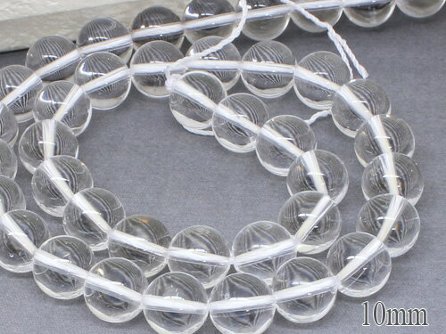 天然石 水晶A 連売 丸玉10mm (±0.5mm) 1本 約39cm パワーストーン ビーズ 連売り