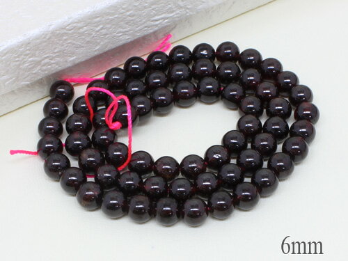 天然石　ガーネット　連売　丸玉6mm1本 約39cm