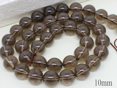 【天然石】スモーキークオーツA　丸玉10mm　連売　1本約39cm/天然石/パワーストーン/連売り/ビーズ