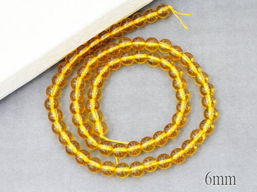 天然石 シトリン 連売 6mm 1本 約39cm ビーズ 連売り 熱処理あり
