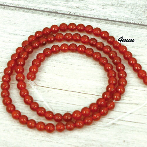 天然石 カーネリアン 連売り 丸玉4mm(±0.5mm) 1本 約38cm