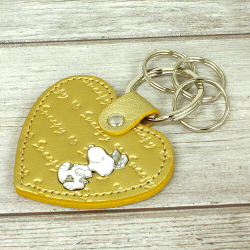 スヌーピー ハート レザーキーホルダー ゴールド 日本製
