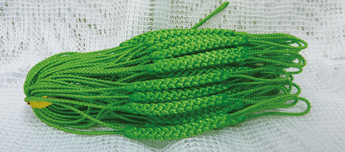 ストラップパーツ根付紐（両紐）50本　黄緑