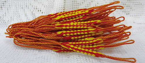 ストラップパーツ 根付紐 両紐 50本 赤黄 根付け紐